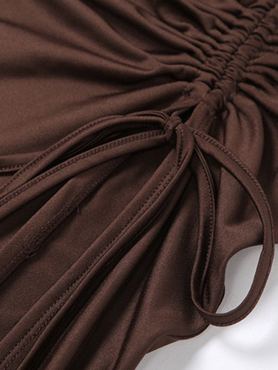 Robe Maxi Femme à Épaule Dénudée avec Fente Haute 1