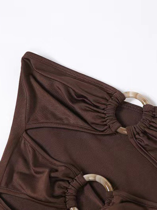 Robe Maxi Femme à Épaule Dénudée avec Fente Haute 2