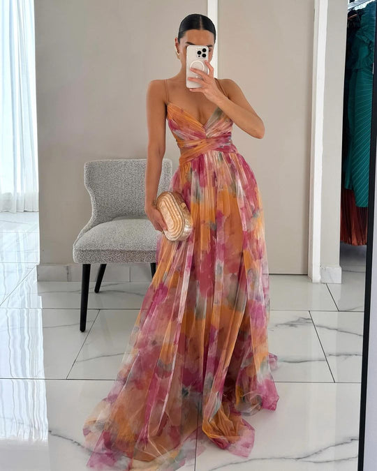 Robe Maxi Femme à Motif Floral 2