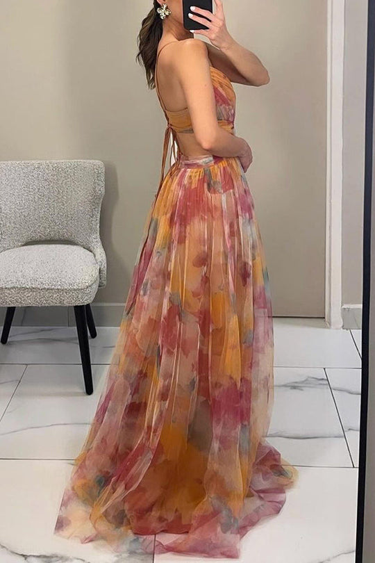 Robe Maxi Femme à Motif Floral 7