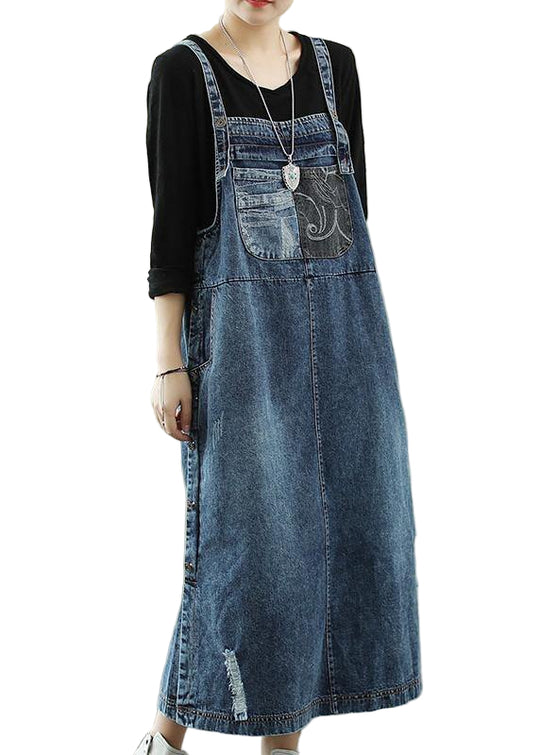 Robe Maxi Femme en Denim avec Col Slash 0