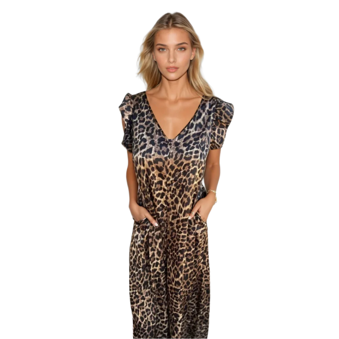 Robe Maxi Imprimé Léopard Femme Style Décontracté 0