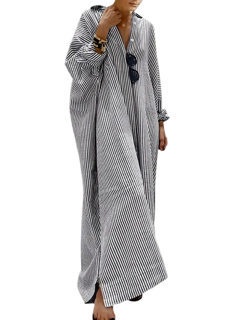 Robe Maxi Rayée pour Femmes en Coton 0