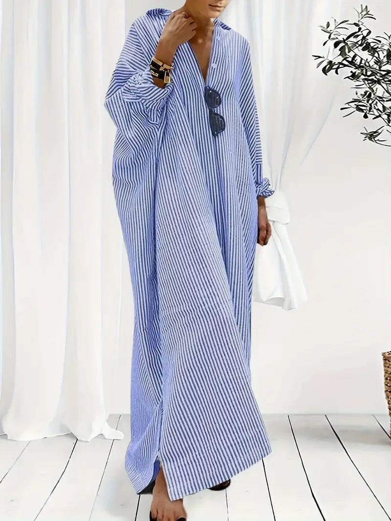 Robe Maxi Rayée pour Femmes en Coton 1