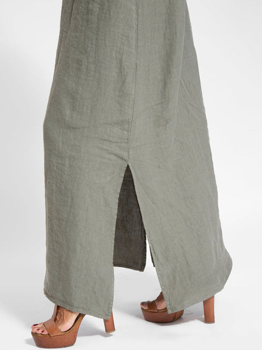 Robe Maxi à Bretelles Spaghetti en Coton-Lin pour Femmes 4