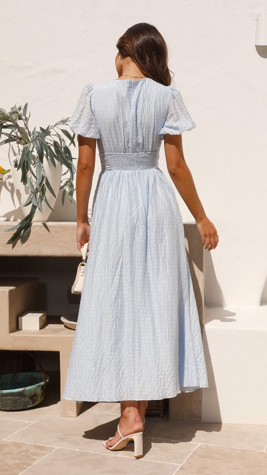 Robe Maxi à Carreaux pour Femmes avec Manches Bouffantes 3
