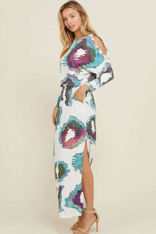 Robe Maxi à Épaules Nues en Tricot Multicolore 2