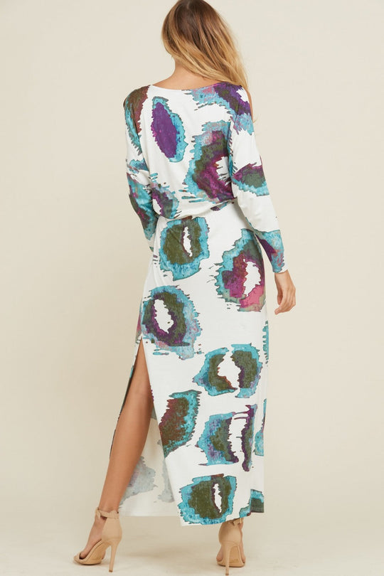 Robe Maxi à Épaules Nues en Tricot Multicolore 3