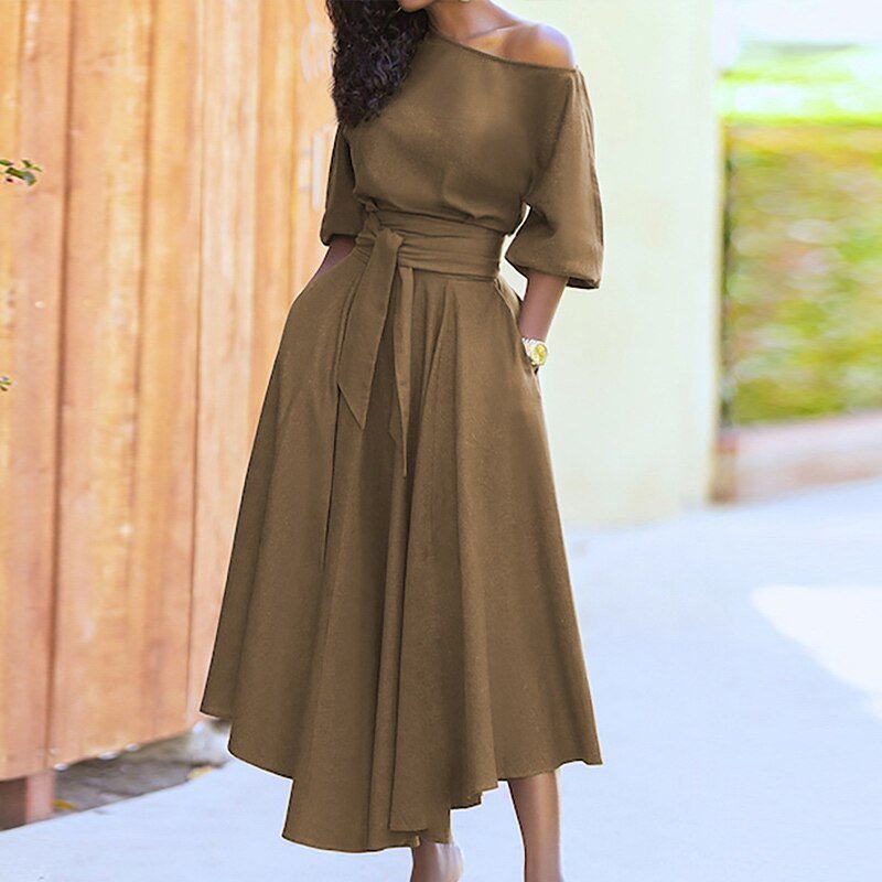 Robe Maxi en Coton pour Femmes avec Taille Cintrée 2