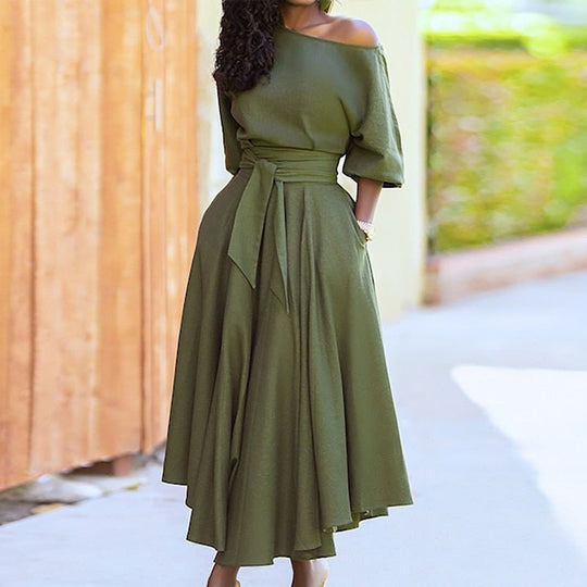 Robe Maxi en Coton pour Femmes avec Taille Cintrée 3
