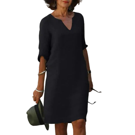 Robe Midi Col V pour Femmes Chic 0