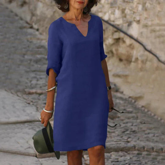 Robe Midi Col V pour Femmes Chic 2