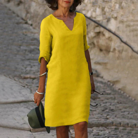 Robe Midi Col V pour Femmes Chic 3