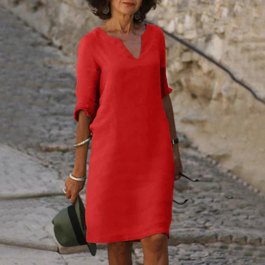 Robe Midi Col V pour Femmes Chic 5