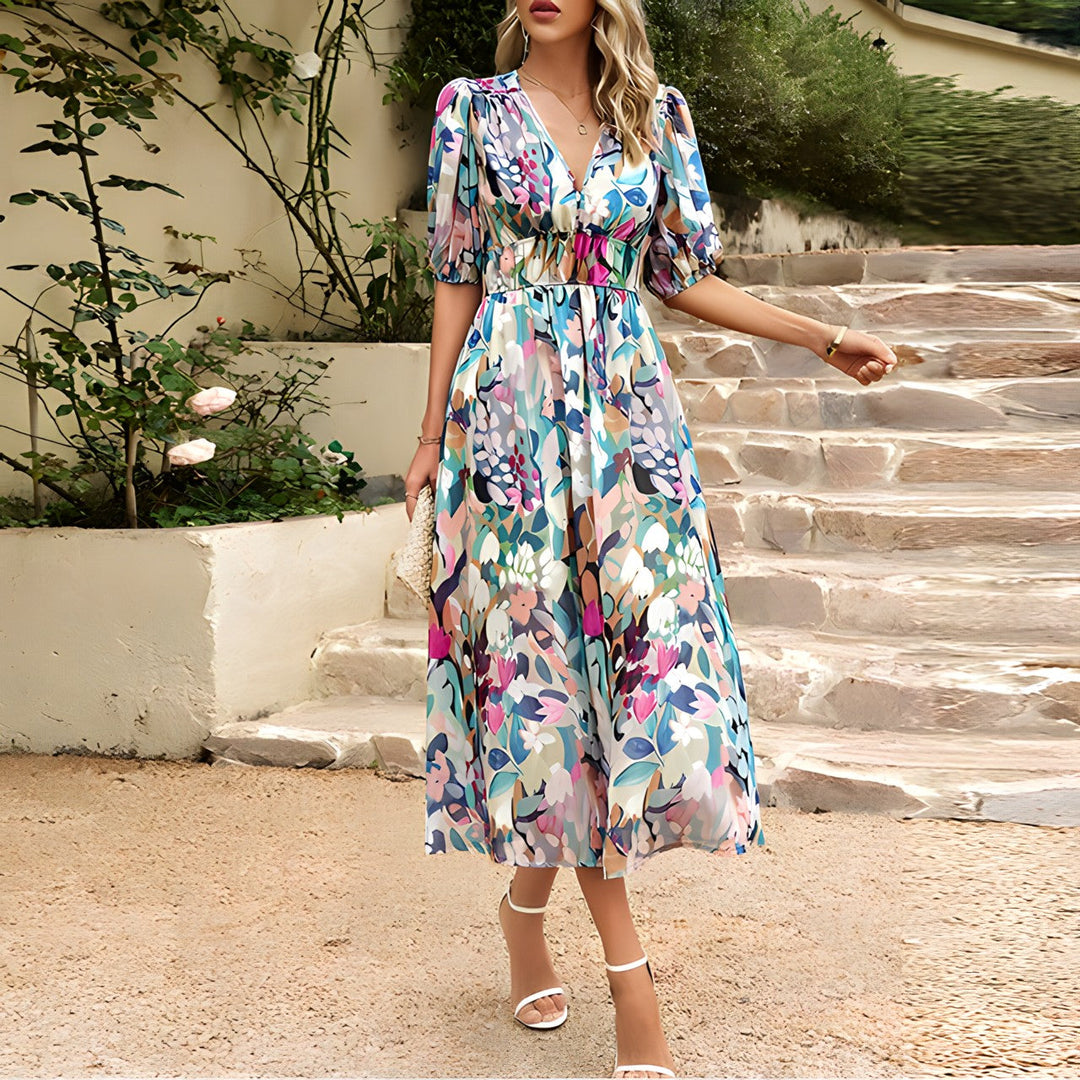 Robe Midi Élégante à Col V pour Femme 8