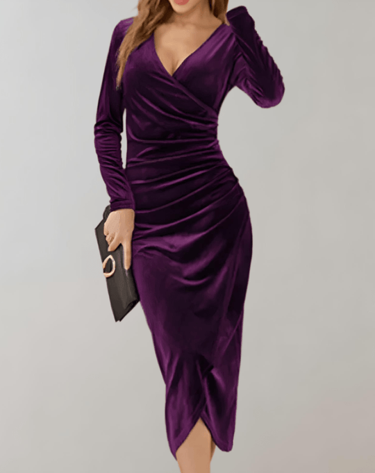Robe Midi Femme Bodycon Velours Chic 2