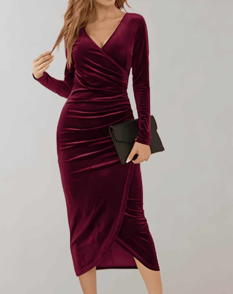 Robe Midi Femme Bodycon Velours Chic 3