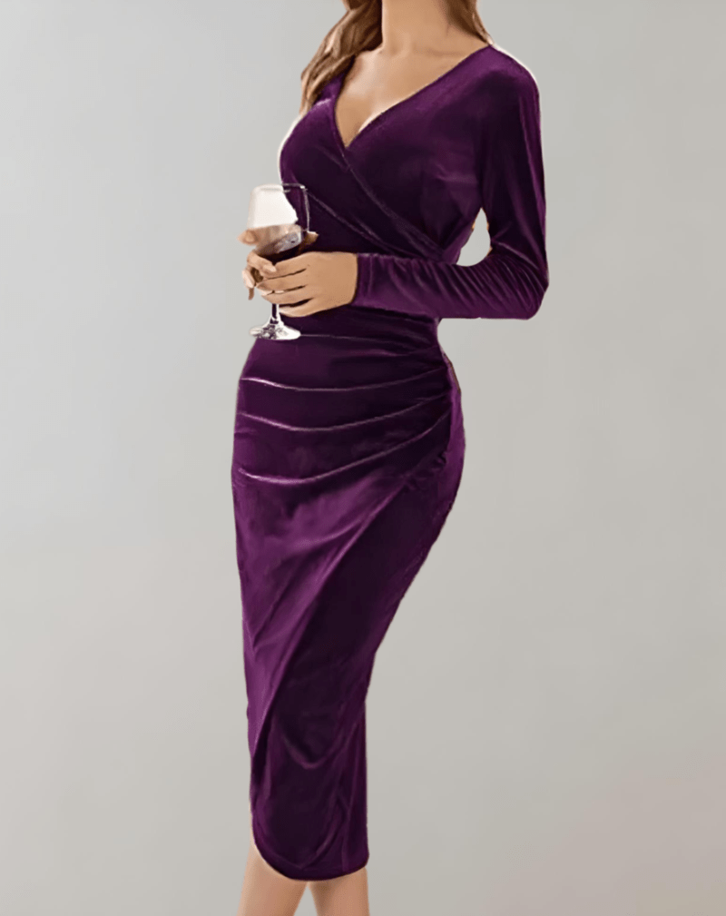 Robe Midi Femme Bodycon Velours Chic 4