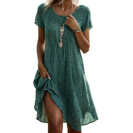 Robe Midi Femme Chic à Pois Classique 0