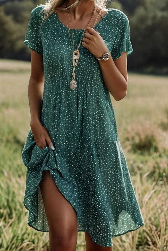 Robe Midi Femme Chic à Pois Classique 1