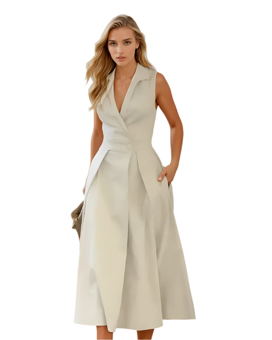 Robe Midi Femme Décolleté en V Élégante 0