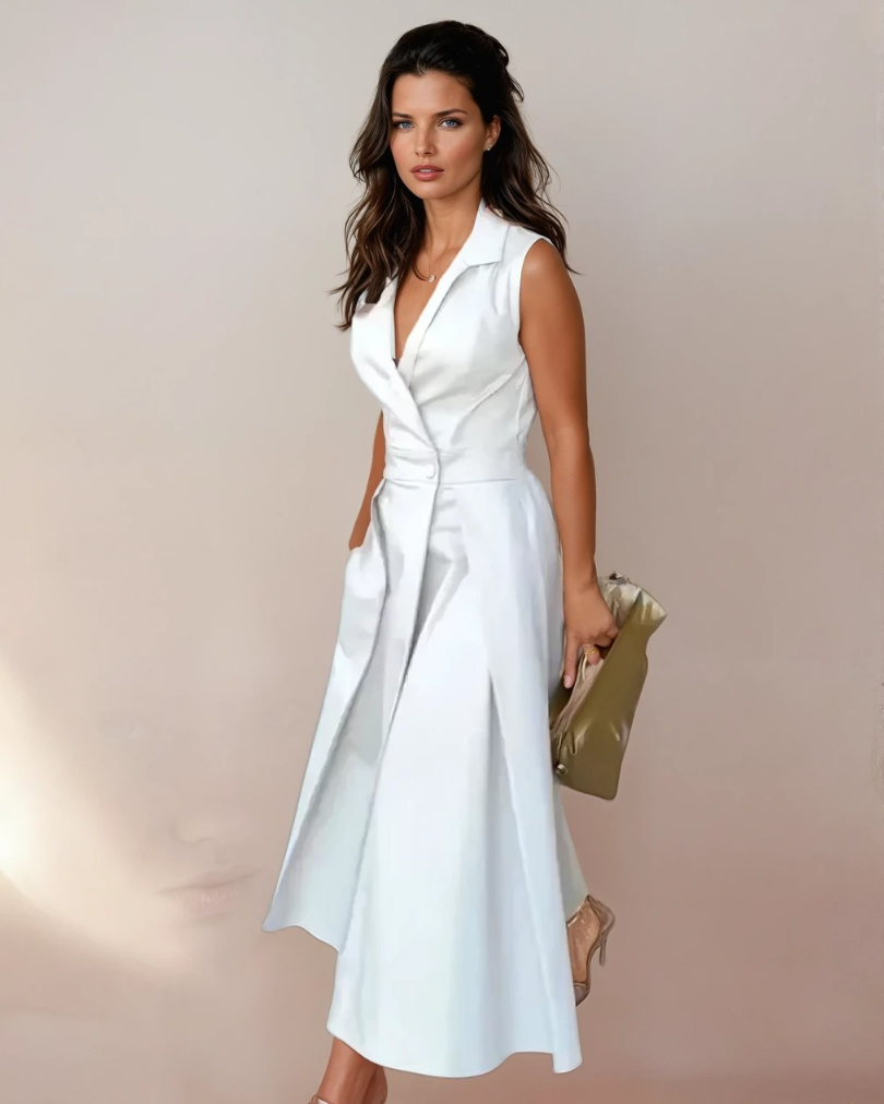 Robe Midi Femme Décolleté en V Élégante 1