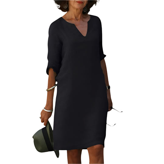 Robe Midi Femme Décolleté en V Tissu Léger Chic 0