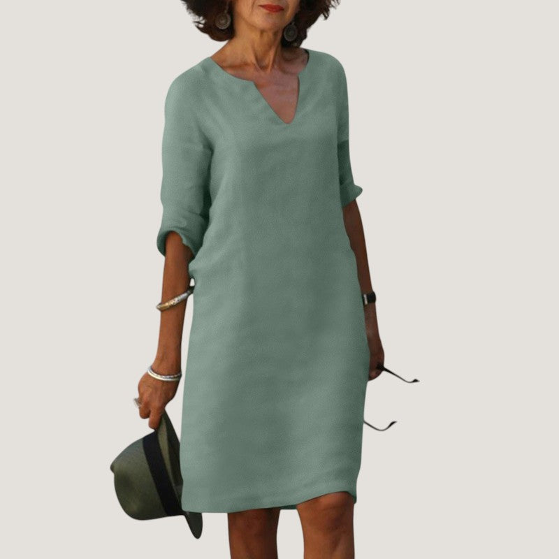 Robe Midi Femme Décolleté en V Tissu Léger Chic 1
