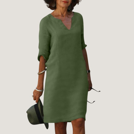 Robe Midi Femme Décolleté en V Tissu Léger Chic 11