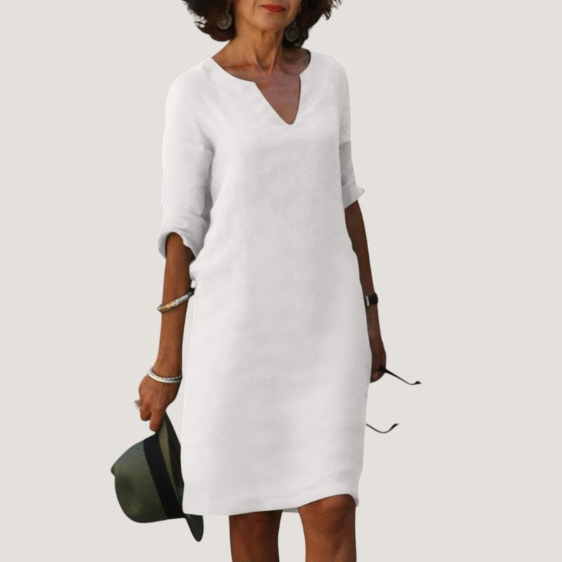 Robe Midi Femme Décolleté en V Tissu Léger Chic 12
