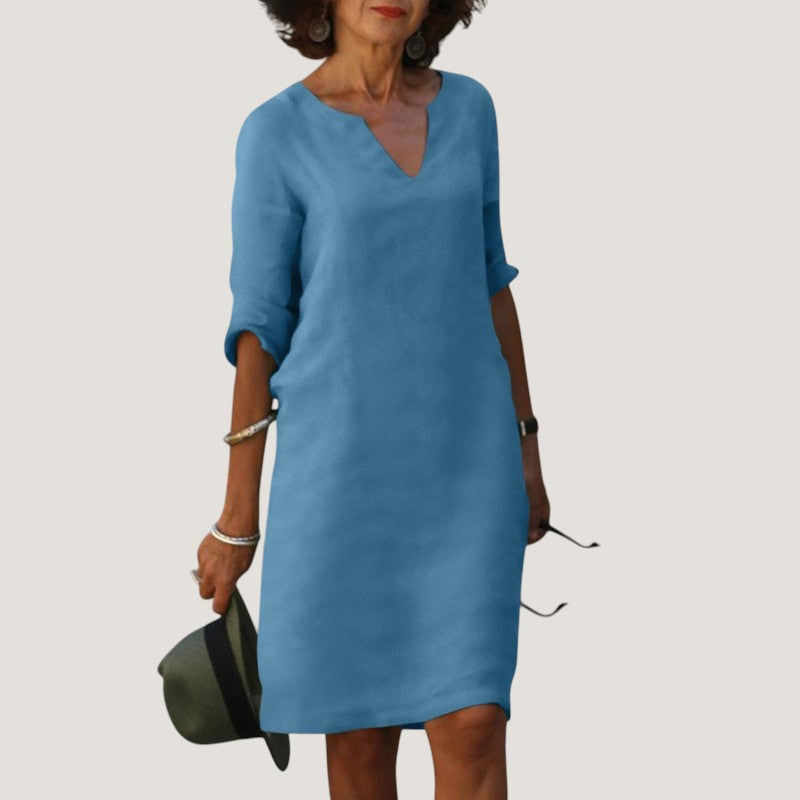 Robe Midi Femme Décolleté en V Tissu Léger Chic 2