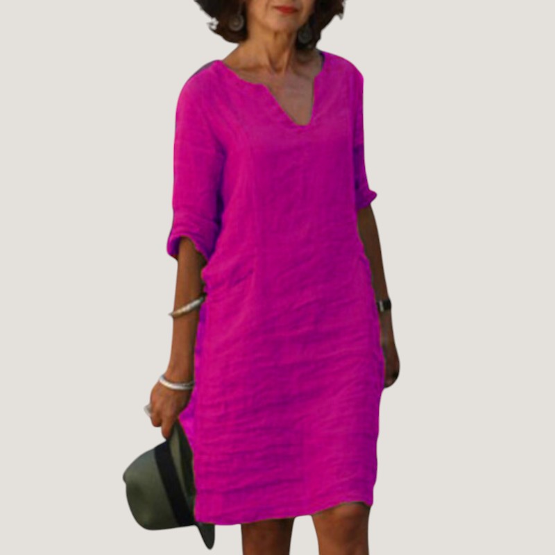 Robe Midi Femme Décolleté en V Tissu Léger Chic 4
