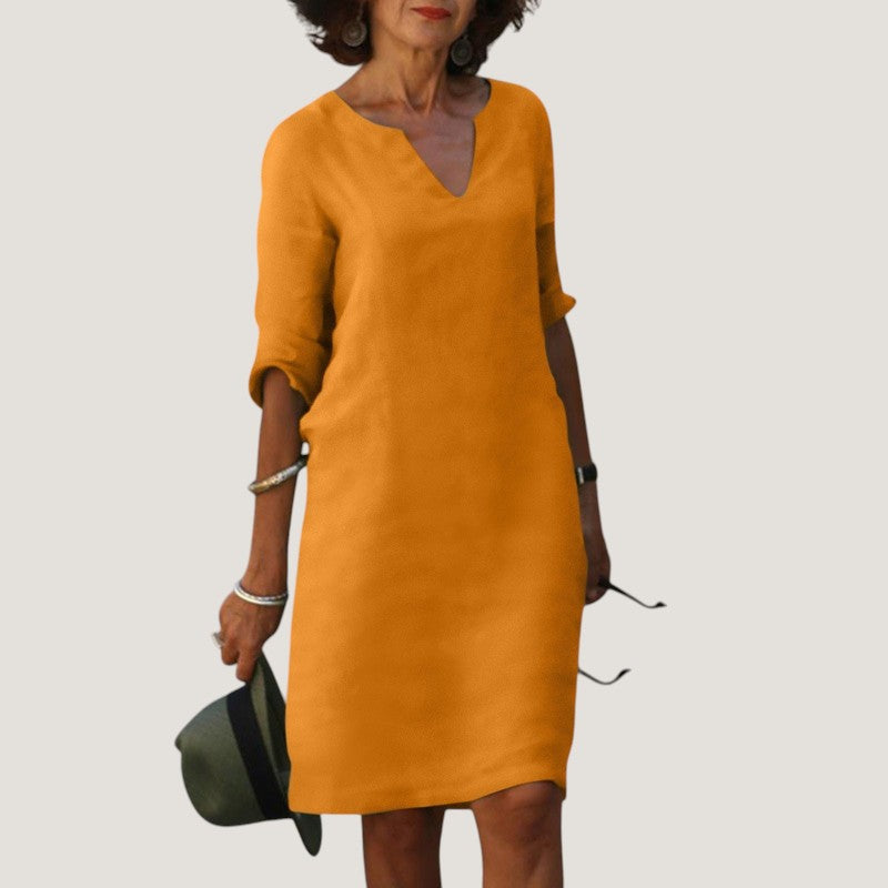 Robe Midi Femme Décolleté en V Tissu Léger Chic 5