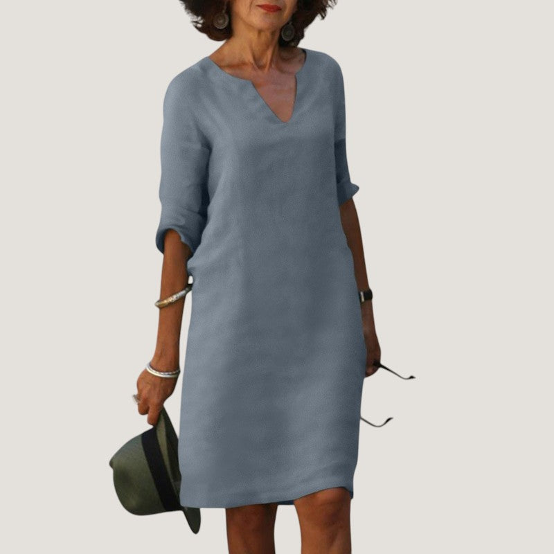 Robe Midi Femme Décolleté en V Tissu Léger Chic 7