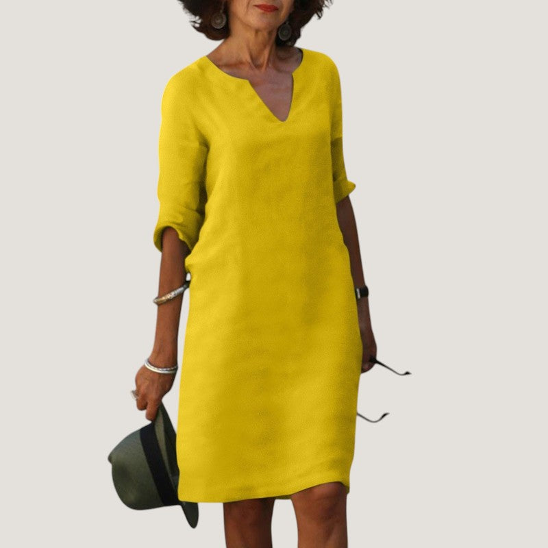 Robe Midi Femme Décolleté en V Tissu Léger Chic 9