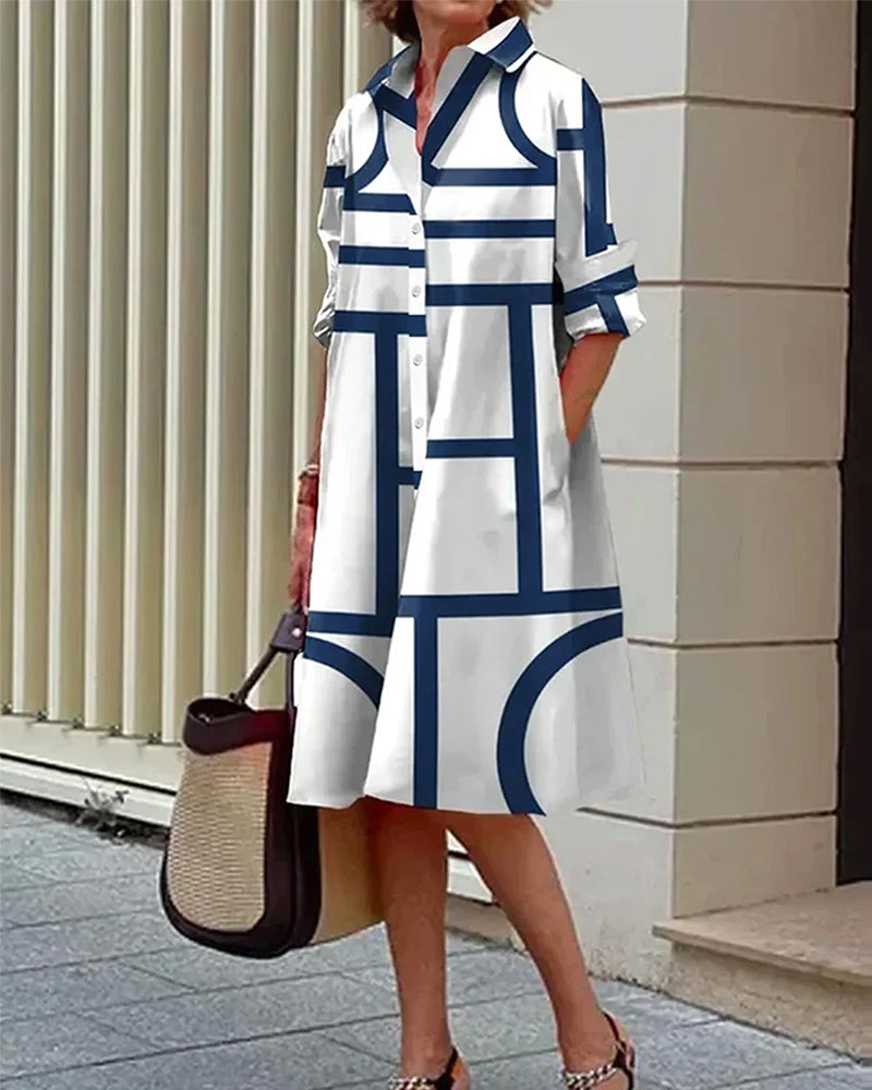 Robe Midi Femme Imprimé Géométrique 4
