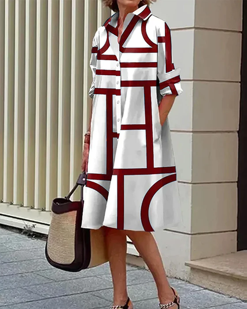 Robe Midi Femme Imprimé Géométrique 9