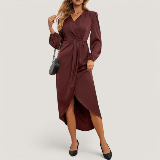 Robe Midi Femme Silhouette en A Décolleté en V 1