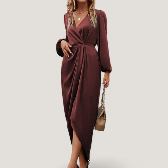 Robe Midi Femme Silhouette en A Décolleté en V 2