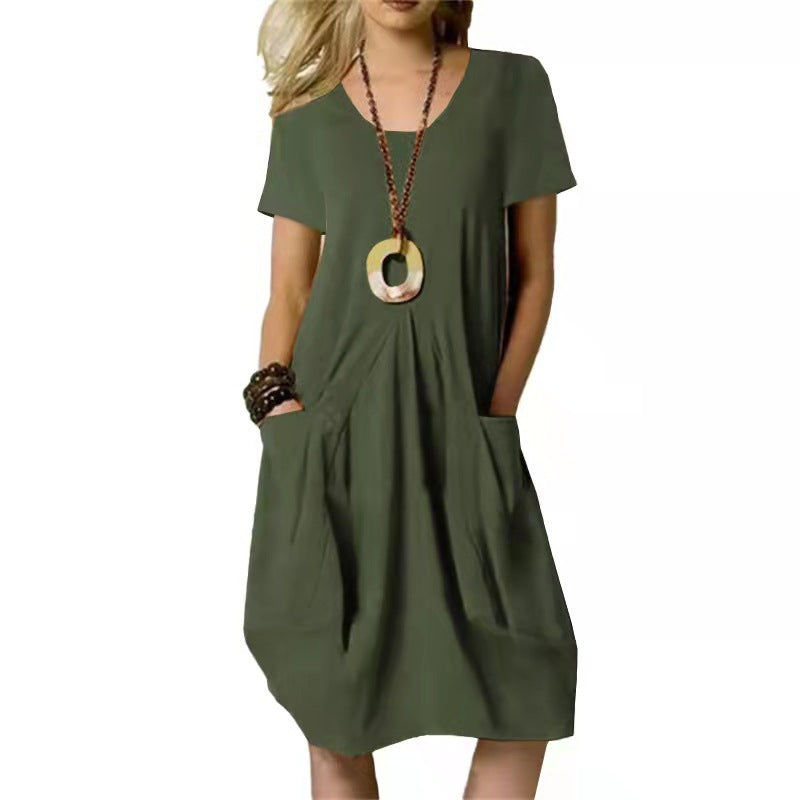Robe Midi Femme Style Moderne en Tissu Léger 0