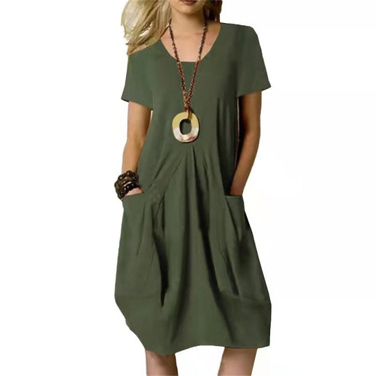 Robe Midi Femme Style Moderne en Tissu Léger 0