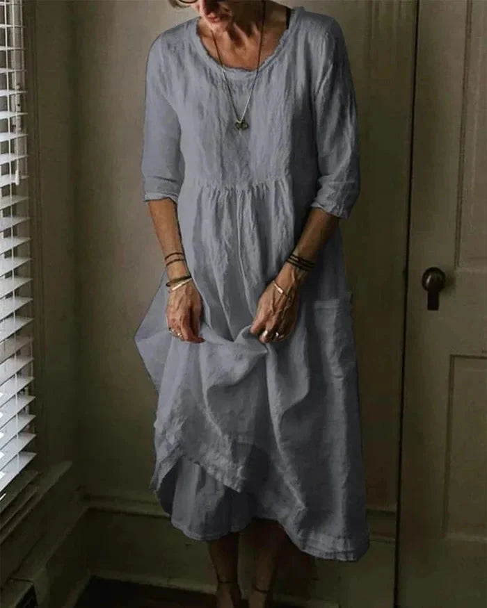 Robe Midi Femme Style Vintage en Coton et Lin 4