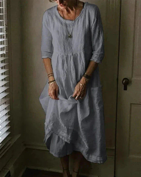 Robe Midi Femme Style Vintage en Coton et Lin 4