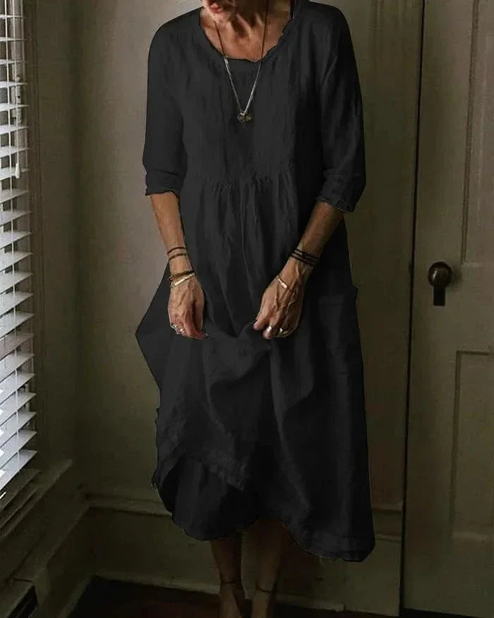 Robe Midi Femme Style Vintage en Coton et Lin 5