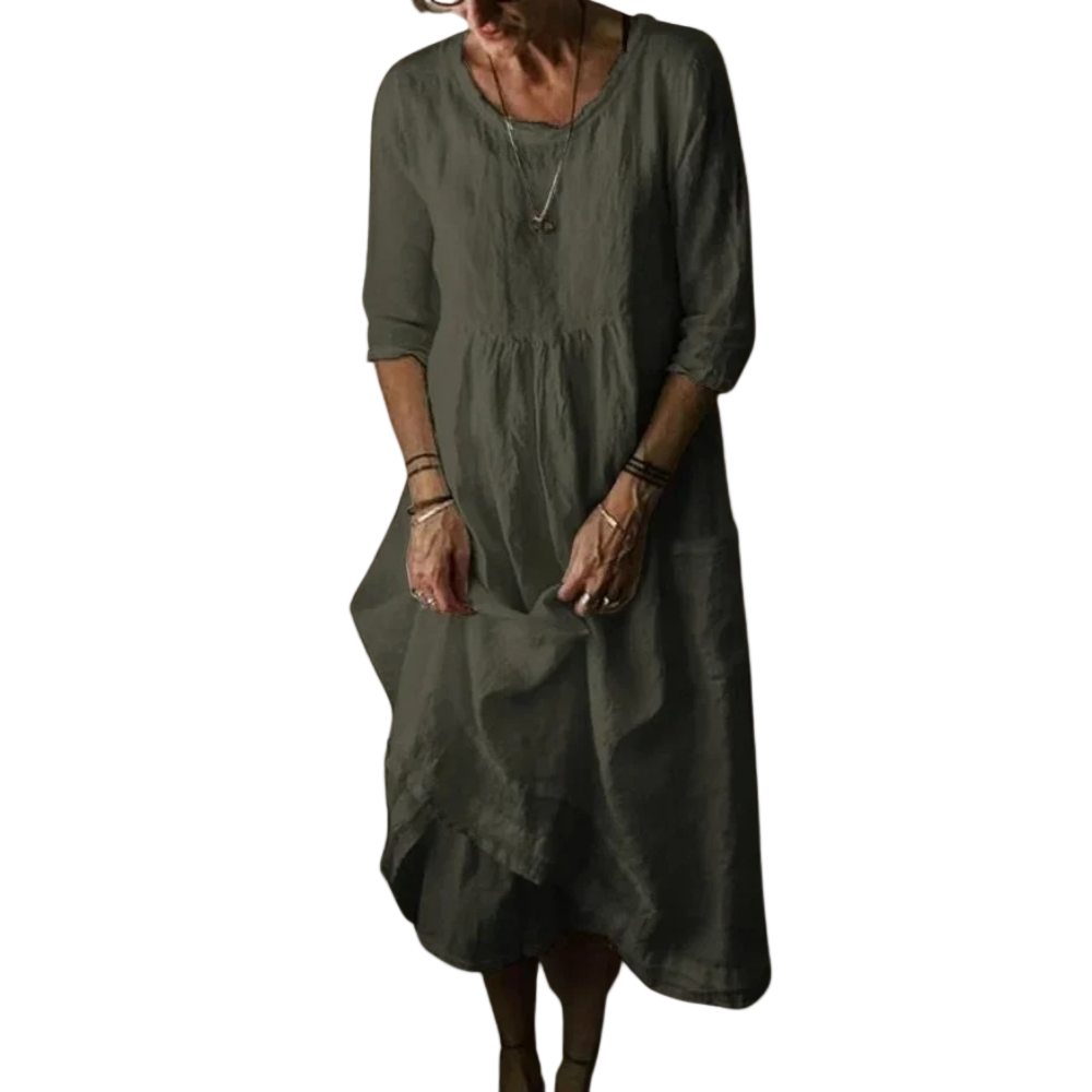 Robe Midi Femme à Manches Longues 0