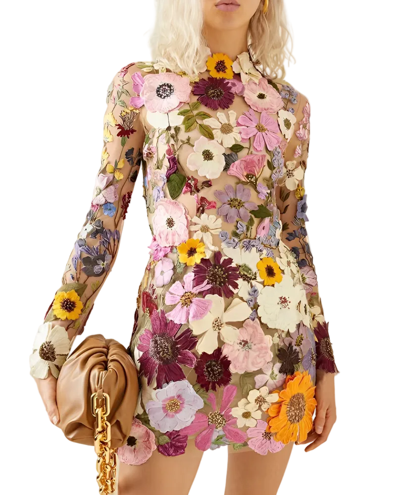Robe Midi Fleurie pour Femmes Chic 0