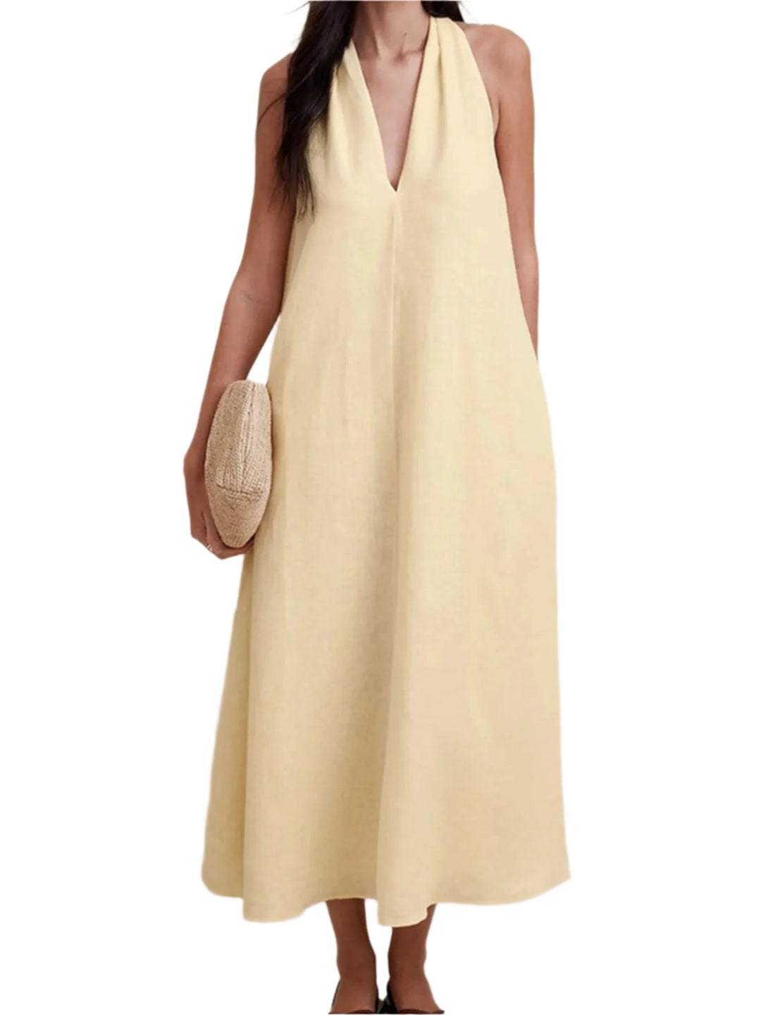 Robe Midi Halter Lin pour Femme 3