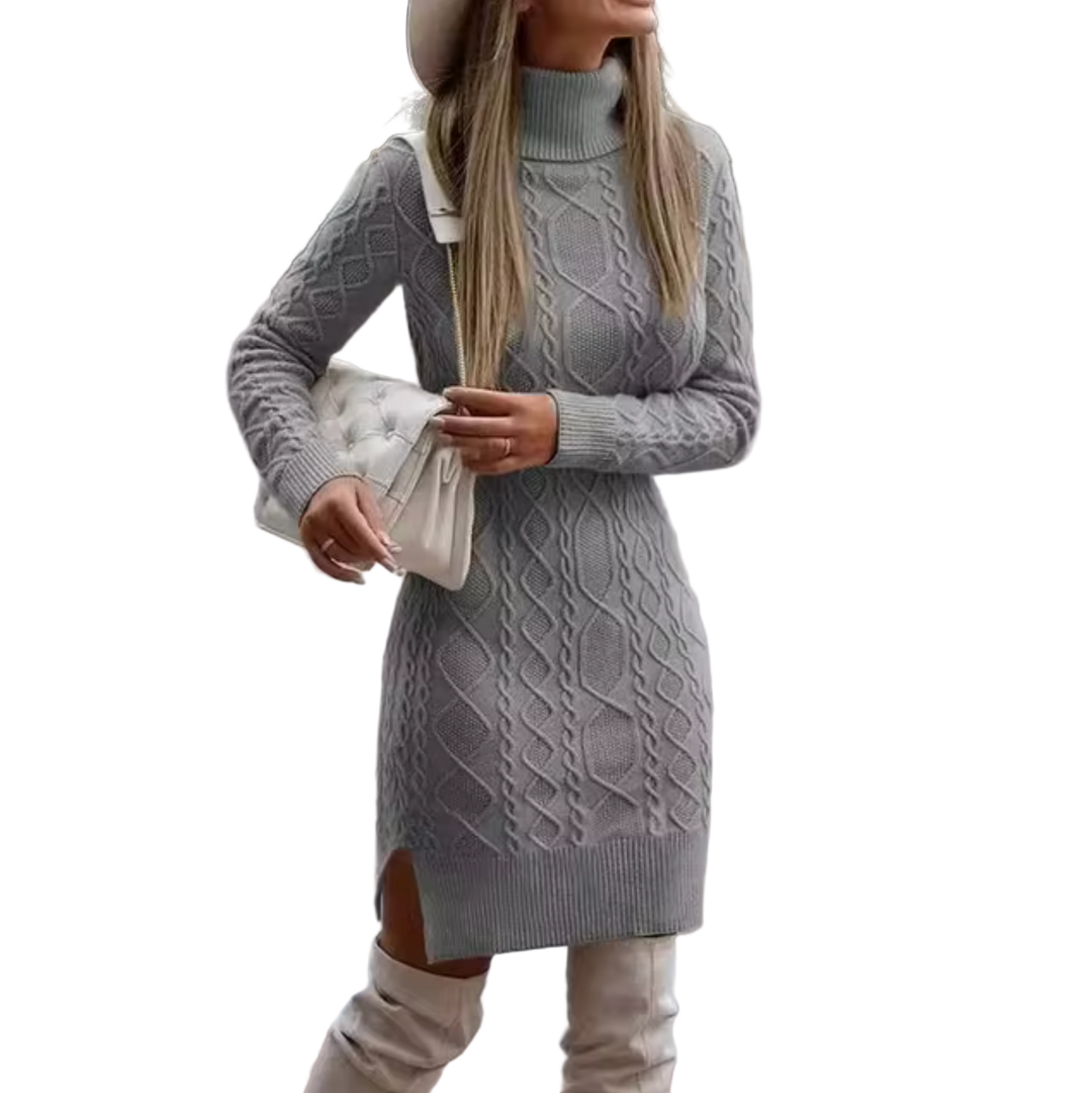 Robe Midi Tricotée à Col Roulé pour Femme 0