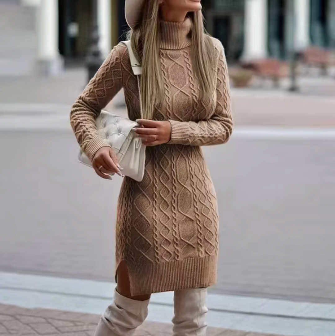 Robe Midi Tricotée à Col Roulé pour Femme 1