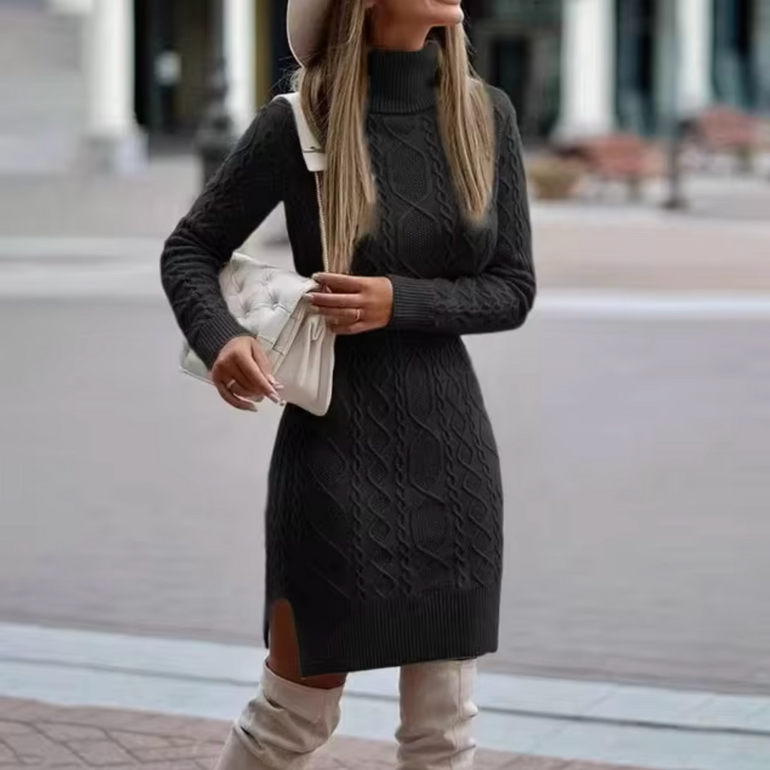 Robe Midi Tricotée à Col Roulé pour Femme 4